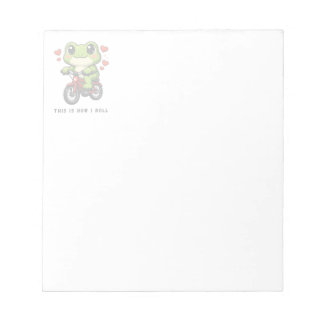Cute Cycling Frog | Kawaii Frog Bicycle Art ノートパッド