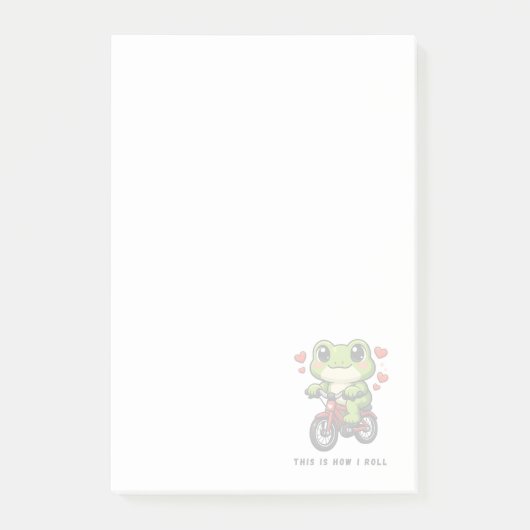 Cute Cycling Frog | Kawaii Frog Bicycle Art ポストイット (正面)