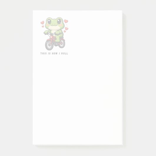 Cute Cycling Frog | Kawaii Frog Bicycle Art ポストイット (正面)