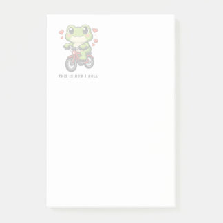 Cute Cycling Frog | Kawaii Frog Bicycle Art ポストイット