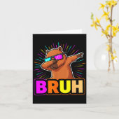 Cute Dabbing Capybara Funny Animal Meme Capy Lover カード (黄色い花)
