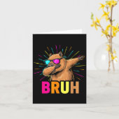 Cute Dabbing Capybara Funny Animal Meme Capy Lover カード (黄色い花)