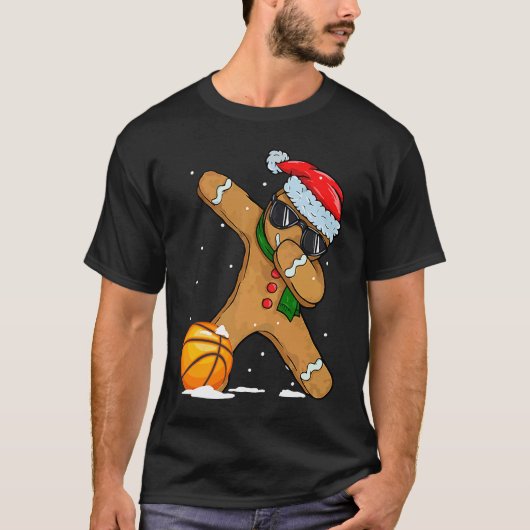 Cute Dabbing Christmas Gingerbread Basketball Tシャツ (正面)