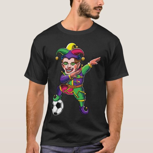 Cute Dabbing Mardi Gras Jester Soccer Lover Dab Co Tシャツ (正面)