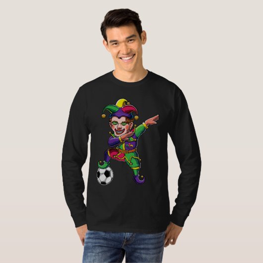 Cute Dabbing Mardi Gras Jester Soccer Lover Dab Co Tシャツ (正面フル)