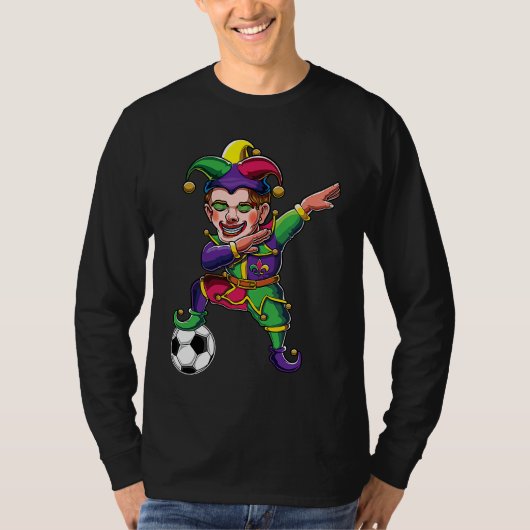 Cute Dabbing Mardi Gras Jester Soccer Lover Dab Co Tシャツ (正面)