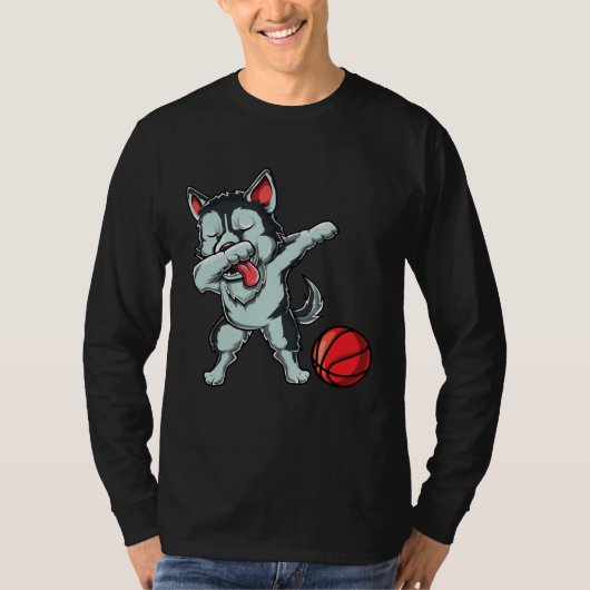 Cute Dabbing Siberian Husky Dog Dab Bball Basketba Tシャツ (正面)