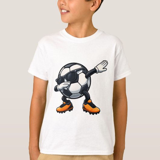 Cute Dabbing Sungles Footll Soccer Ll Cartoon Funn Tシャツ (正面)