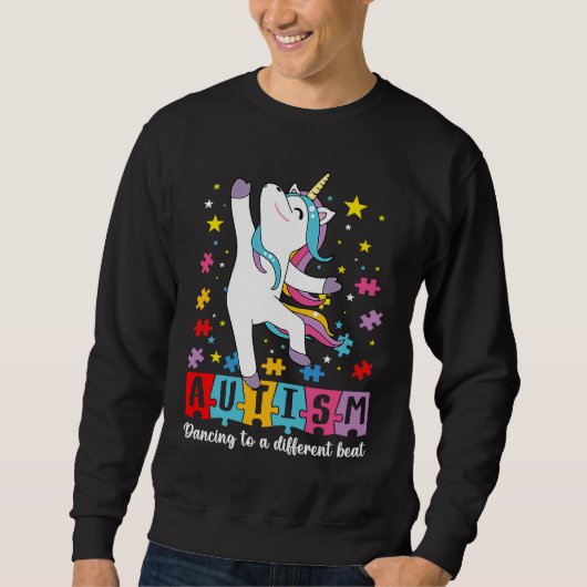 Cute Dabbing Unicorn Autism Dancing To A Different スウェットシャツ (正面)