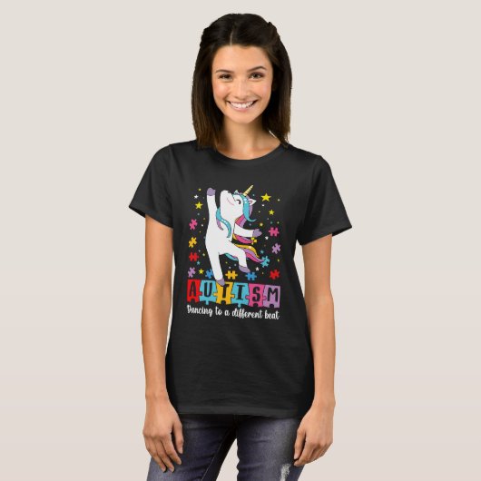 Cute Dabbing Unicorn Autism Dancing To A Different Tシャツ (正面フル)