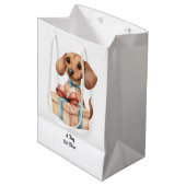 Cute Dachshund Birthday Mug A Tiny Bit Older ミディアムペーパーバッグ (正面アングル)
