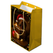 Cute Dachshund Cheese Tax Christmas gift bag  ミディアムペーパーバッグ (裏面アングル)