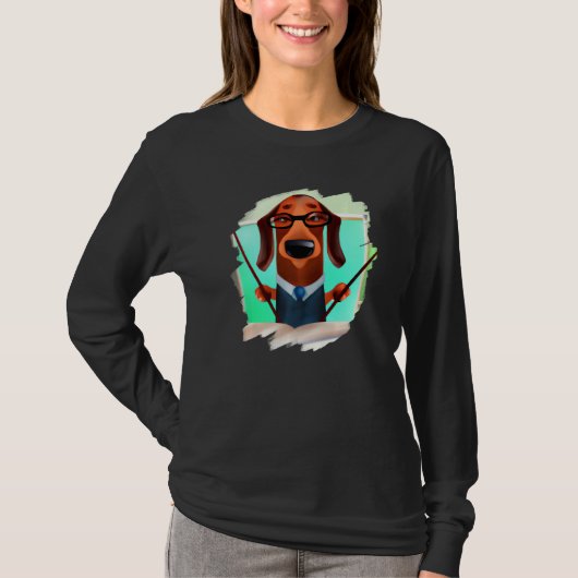 Cute Dachshund Chiweenie Teacher Professor School  Tシャツ (正面)