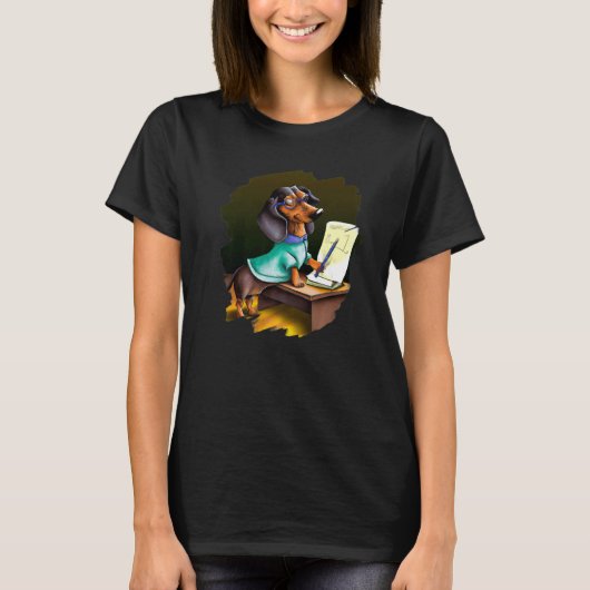 Cute Dachshund Chiweenie Teacher Professor School  Tシャツ (正面)
