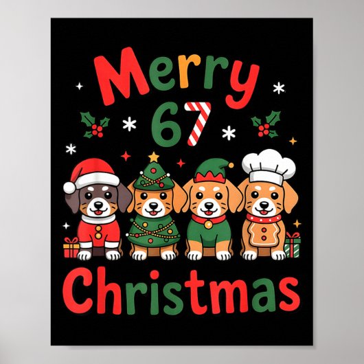 Cute Dachshund Christmas Design Funny Holiday Dog  ポスター (正面)