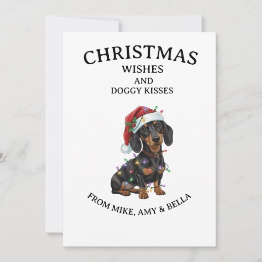 Cute Dachshund Christmas Dog Greeting Card 招待状 (正面)