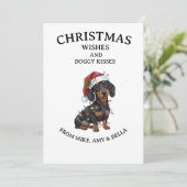 Cute Dachshund Christmas Dog Greeting Card 招待状 (スタンド正面)