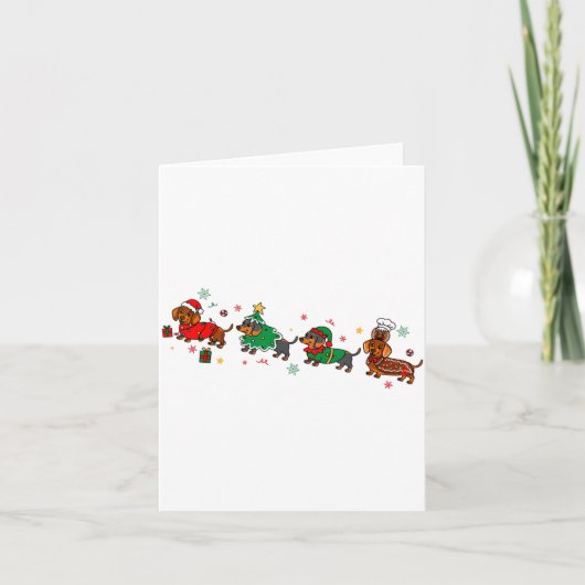 Cute Dachshund Christmas Parade Christmas  カード (正面)