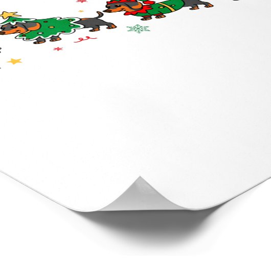 Cute Dachshund Christmas Parade Christmas  ポスター (角)