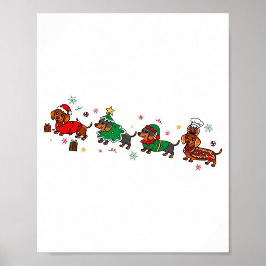 Cute Dachshund Christmas Parade Christmas  ポスター (正面)