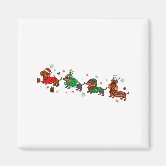 Cute Dachshund Christmas Parade Christmas  マグネット (正面)
