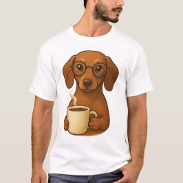 Cute Dachshund Coffee Lover T-Shirt – Funny Sausag Tシャツ