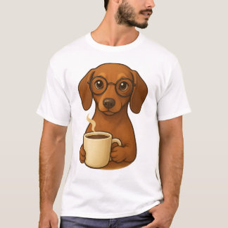 Cute Dachshund Coffee Lover T-Shirt – Funny Sausag Tシャツ