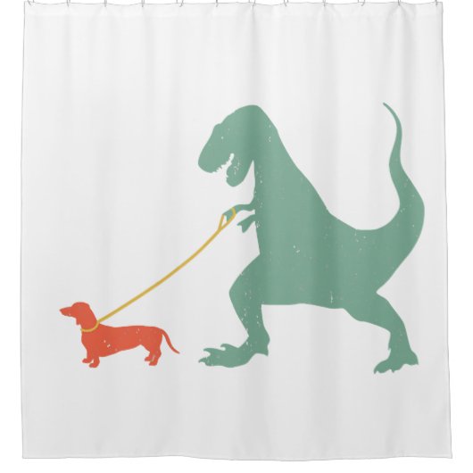 Cute Dachshund Dinosaur Funny Wiener Dog シャワーカーテン (正面)