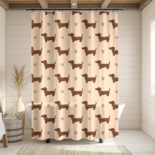 Cute Dachshund Dog シャワーカーテン