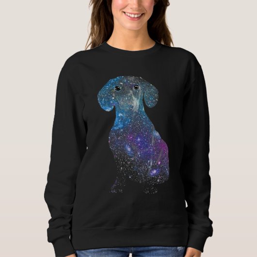 Cute Dachshund Dog Galaxy スウェットシャツ (正面)
