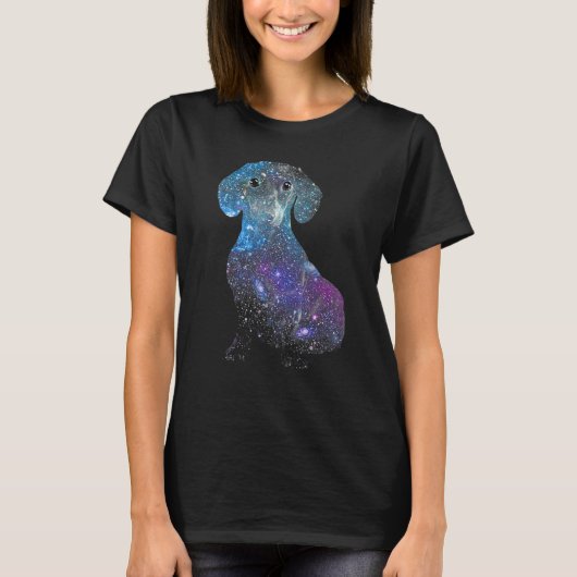 Cute Dachshund Dog Galaxy Tシャツ (正面)