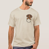 Cute Dachshund Dog Peeking Out of Pocket Tシャツ (正面)