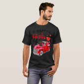 Cute Dachshund Dog Red Truck Happy Valentine's Day Tシャツ (正面フル)
