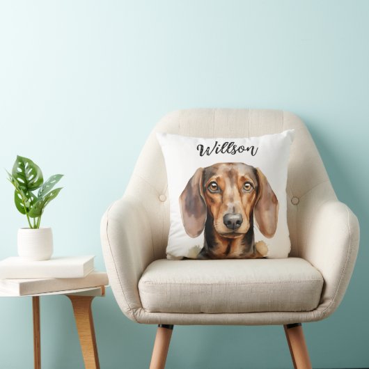 Cute Dachshund Dog Watercolor クッション (椅子)