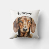 Cute Dachshund Dog Watercolor クッション (裏面)
