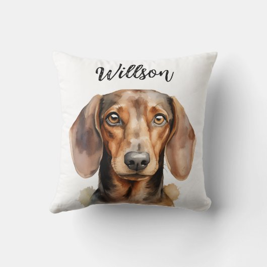 Cute Dachshund Dog Watercolor クッション (裏面)