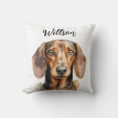 Cute Dachshund Dog Watercolor クッション (正面)