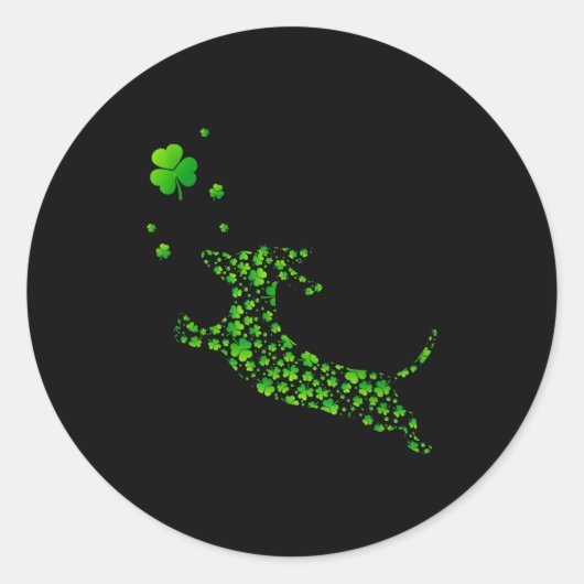 Cute Dachshund Dog With Irish Shamrock St Patricks ラウンドシール (正面)