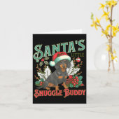 Cute Dachshund Dogs Christmas Lights Santa Holiday カード (黄色い花)