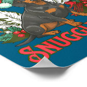 Cute Dachshund Dogs Christmas Lights Santa Holiday ポスター (角)