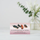 Cute Dachshund Doxie Pups Pet Grooming Rose Gold 名刺 (スタンド正面)