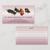 Cute Dachshund Doxie Pups Pet Grooming Rose Gold 名刺 (正面/裏面)