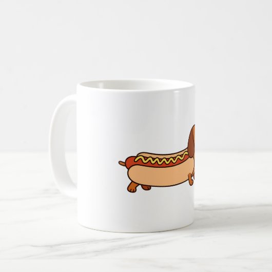 Cute dachshund hotdog	 コーヒーマグカップ (正面左)