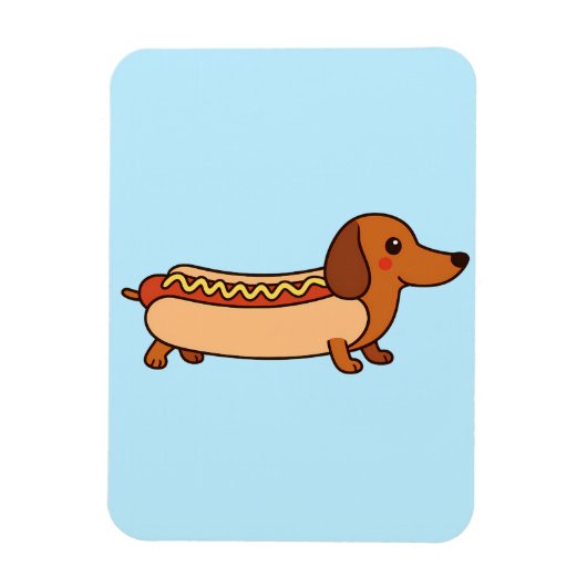 Cute dachshund hotdog マグネット (縦)