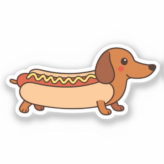 Cute dachshund hotdog Sticker シール (正面)