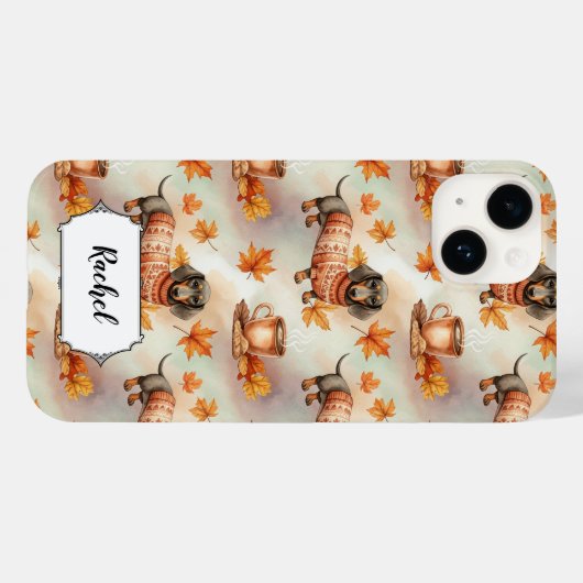 Cute Dachshund in sweater Dog Lover personalized Case-Mate iPhoneケース (裏面 (横))