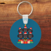 Cute Dachshund Le Doxie Christmas Tree Xmas Hat Lo キーホルダー (正面)