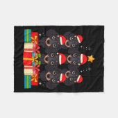 Cute Dachshund Le Doxie Christmas Tree Xmas Hat Lo フリースブランケット (正面(横))