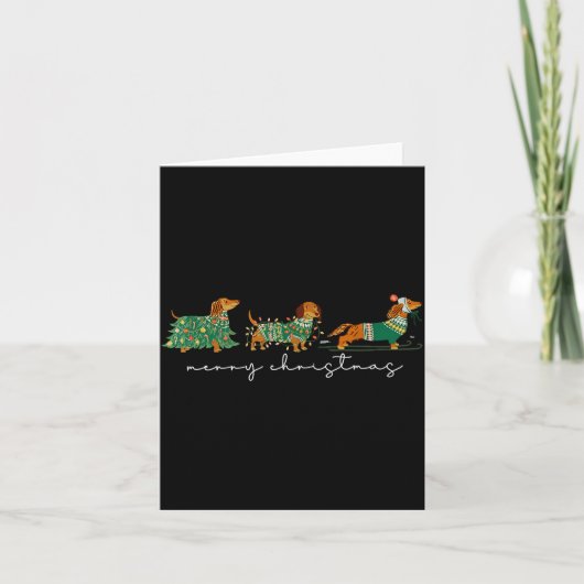 Cute Dachshund Merry Christmas Weiner Dog Lover Xm カード (正面)