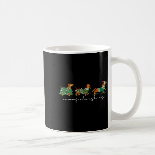 Cute Dachshund Merry Christmas Weiner Dog Lover Xm コーヒーマグカップ (右)